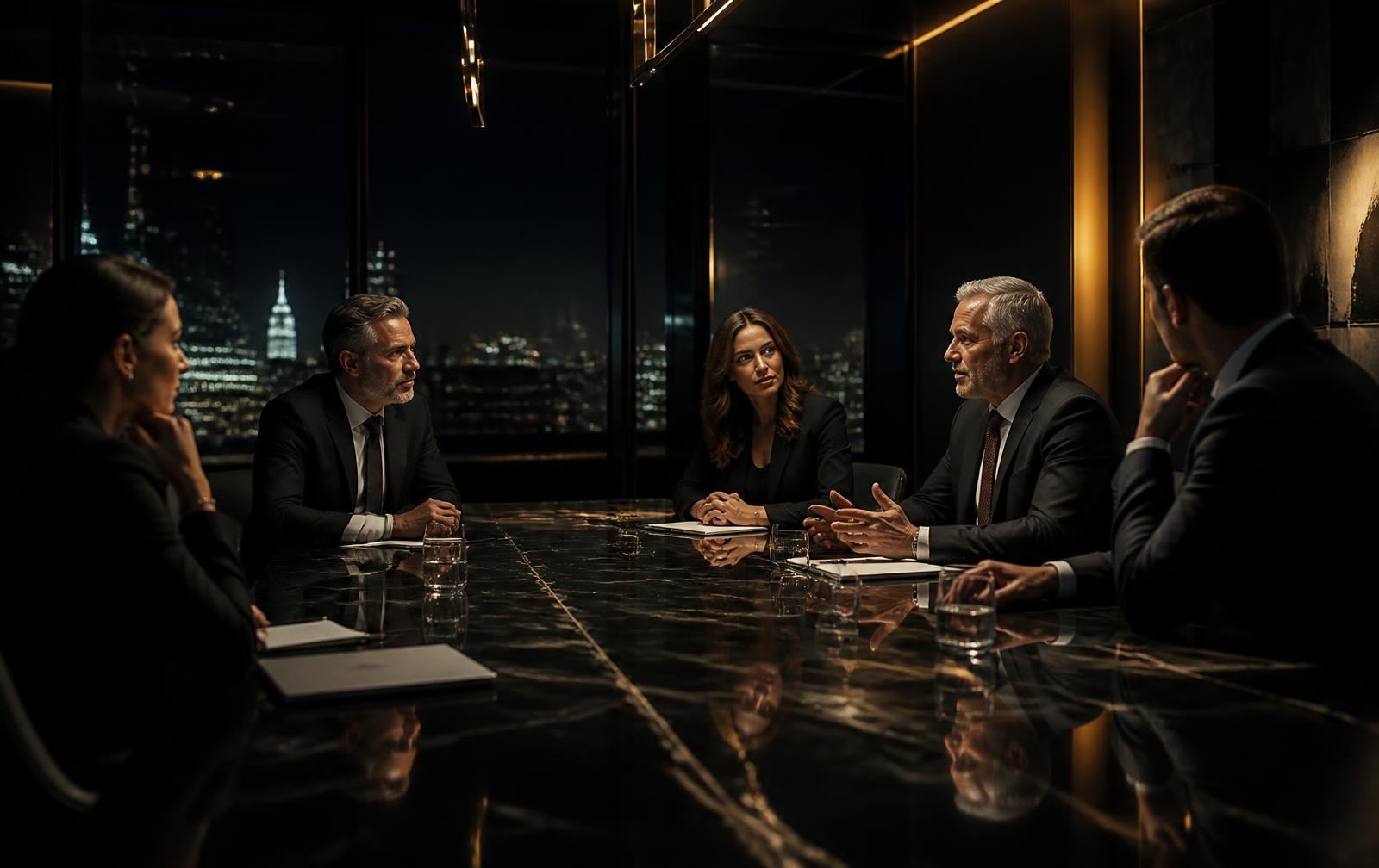 Executive team meeting in a modern boardroom